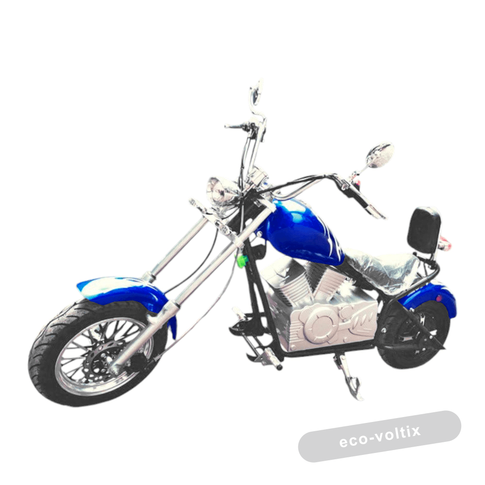 Электромотоцикл GreenCamel Chopper C100, 60V 1000W R12 Синий