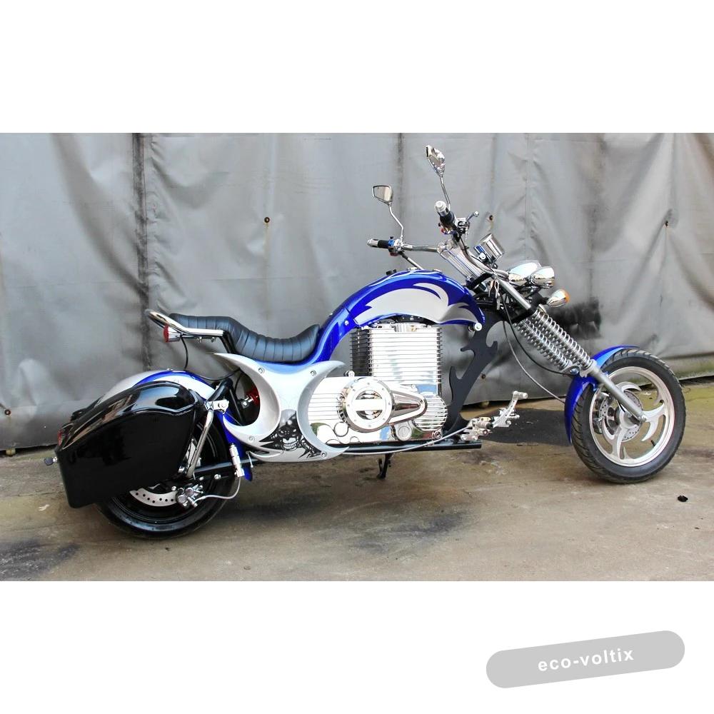Электромотоцикл GreenCamel Chopper C200, 72V 3000W R15 Синий